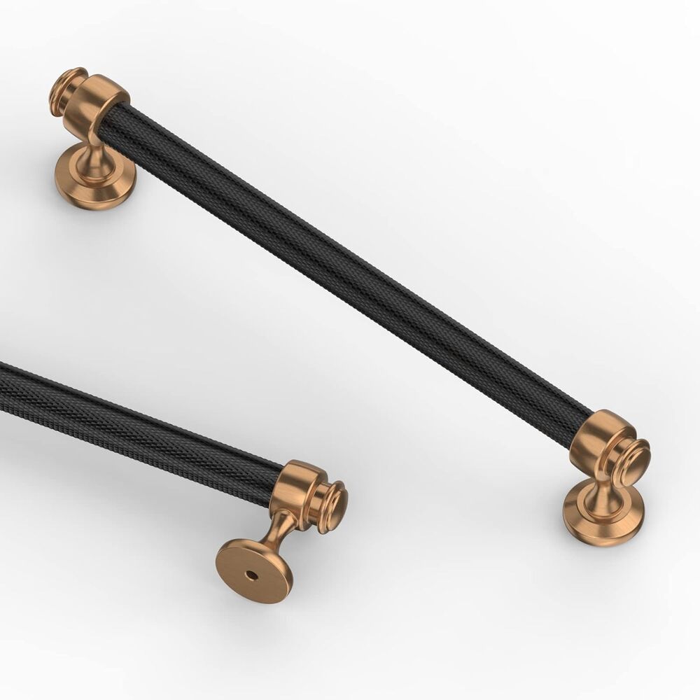 Asidrama (10) 7" Knurled Black & Gold Kitchen Cabinet Handles Pulls Hardware New